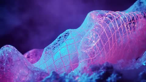 Futuristic Mesh with Pulsing Neon Lights in Abstract Digital Concept