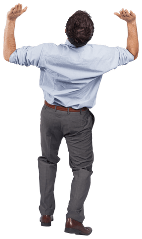 Transparent Businessman Raising Arms Confidently - Download Free Stock Videos Pikwizard.com