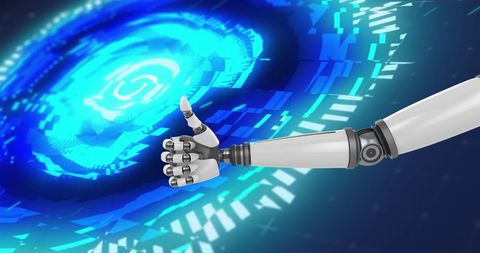 Robotic Hand Giving Thumbs Up in Digital Environment - Download Free Stock Images Pikwizard.com