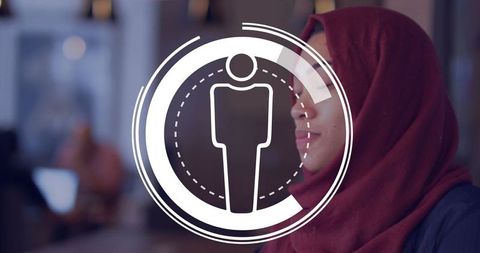 Professional woman in modern office concept with futuristic elements