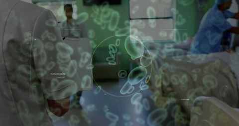 Doctor Analyzing Microbial and Viral Cells in Hospital