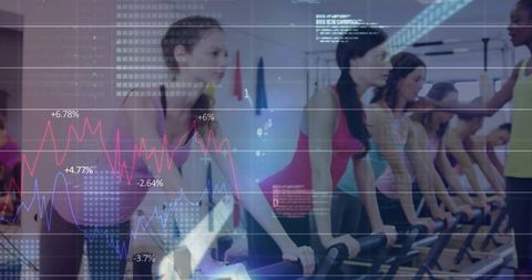 Group spin class with digital analysis overlay