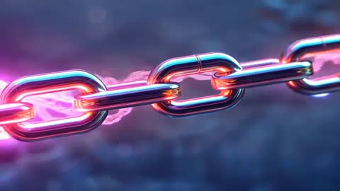 Glowing Magenta Energy in Chrome Chain Links