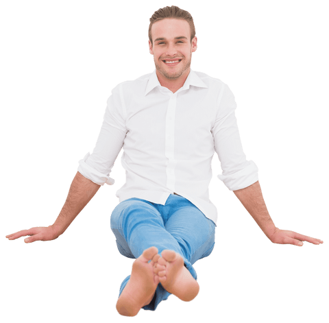 Smiling Man Sitting on Floor Transparent Background - Download Free Stock Videos Pikwizard.com