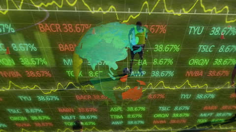 Futuristic Fusion of Sports and Finance Amidst Global Graphics