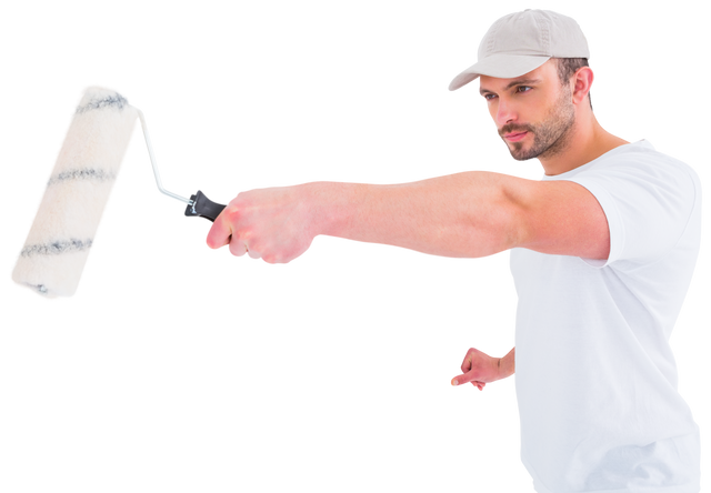 Handyman Reaching with Painting Roller Transparent Background - Download Free Stock Videos Pikwizard.com