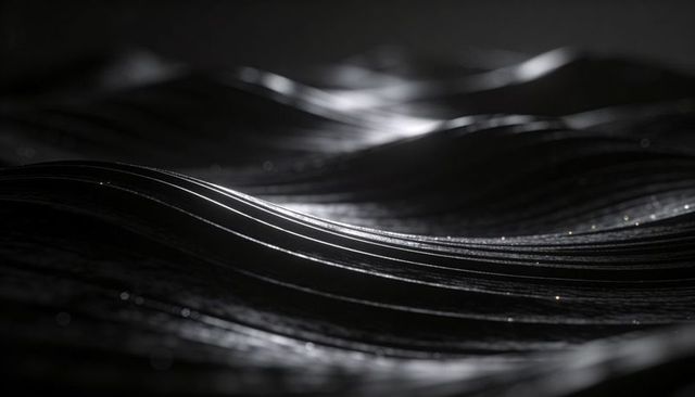 Dark Metallic Waves of Stacked Curved Sheets with Specular Highlights for Luxury Design