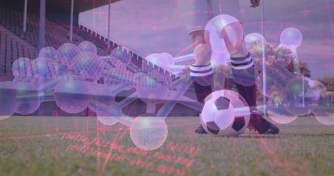Poising Soccer Player Legs and Ball with Molecular Data Overlay Biomechanical Performance