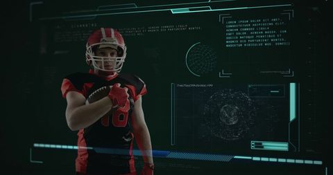 American Football Player in Technological Overlay