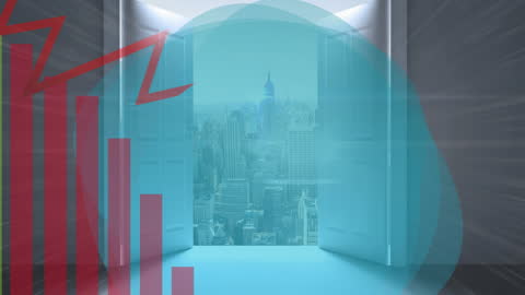 Digital Transformation Concept with Statistical Data and Cityscape