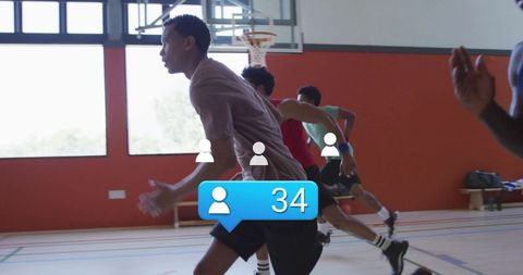 Athletes Racing in Gym with Social Media Engagement