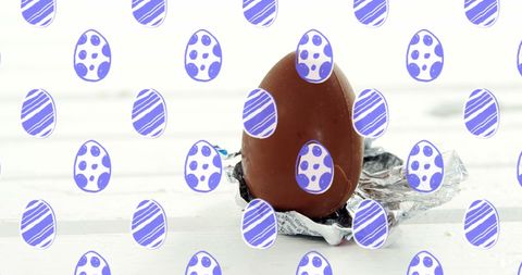 Seamless Pattern and Chocolate Easter Egg with Foil Hibiscus