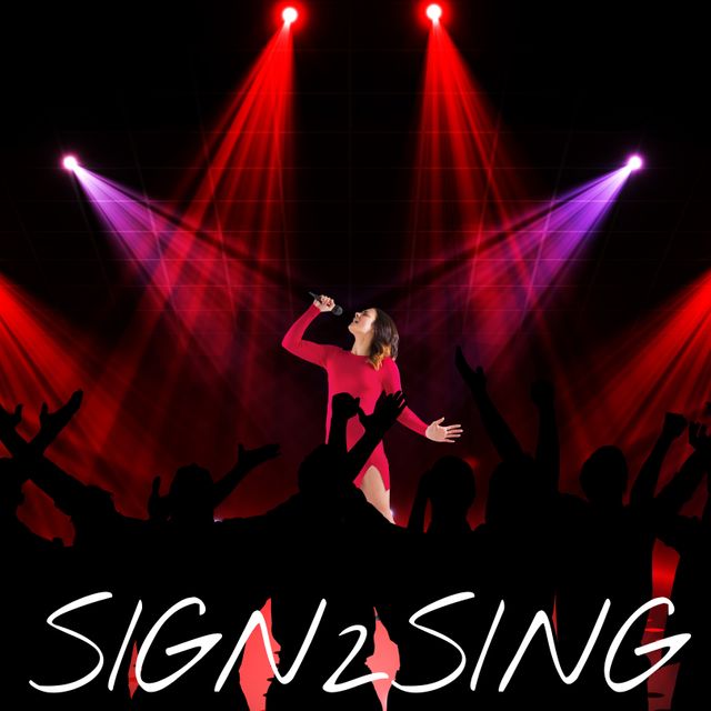 Woman Singing on Stage with Cheering Crowd and Concert Lighting - Download Free Stock Templates Pikwizard.com