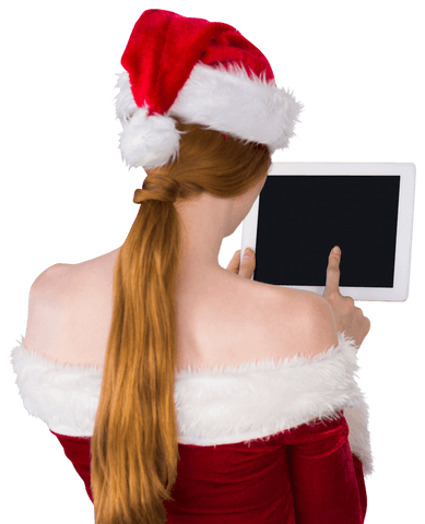 Transparent Festive Santa Girl with Tablet PC Costume