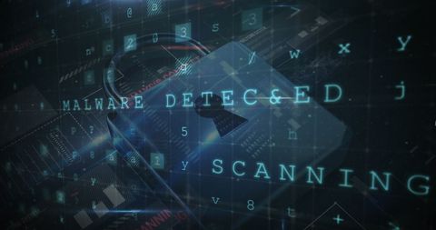 Cybersecurity Concept with Malware Detection and Digital Lock - Download Free Stock Images Pikwizard.com