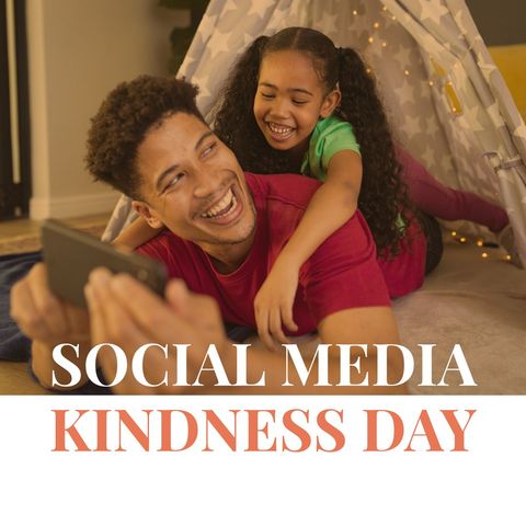 Father and daughter celebrating social media kindness day