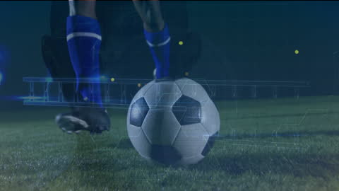 Soccer Player with Medical Data Overlay in Technology Concept