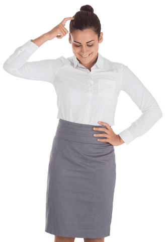 Transparent Background of Smiling Businesswoman with Hand on Head