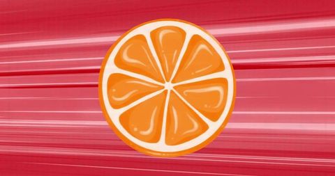 Vibrant Orange Slice with Dynamic Red Background