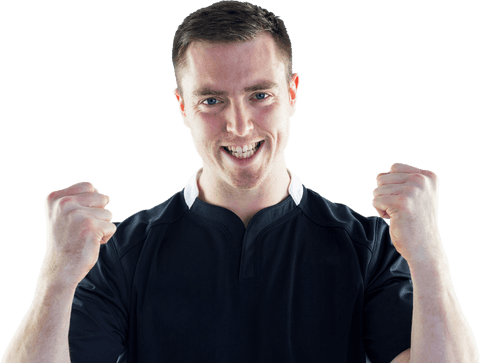 Transparent Excited Male Athlete Celebrating Victory