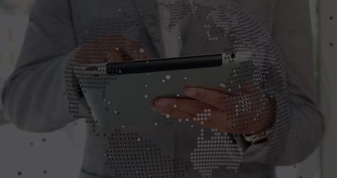 Innovative Businessman Interacting with Digital Global Network