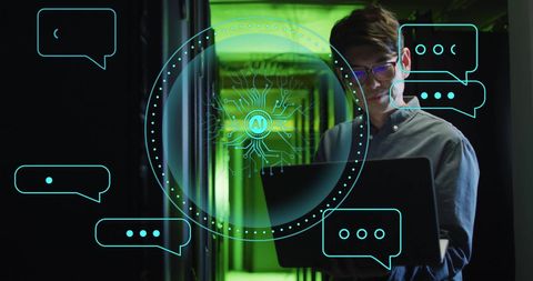 AI Concepts in Data Processing with IT Professional and Servers - Download Free Stock Images Pikwizard.com