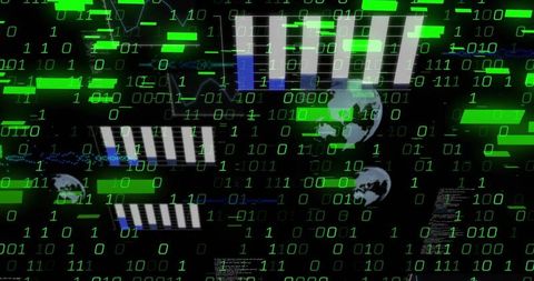 Green Binary Code With Futuristic Glowing Elements