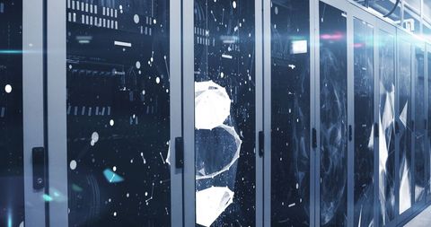 Modern Server Room with Abstract Digital Interface - Download Free Stock Images Pikwizard.com