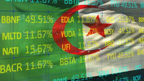 Algerian Flag with Stock Market Data Overlay