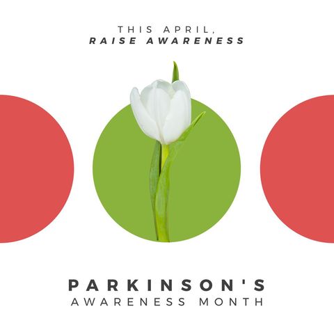 parkinson's awareness month with white tulip and green accent - Download Free Stock Templates Pikwizard.com