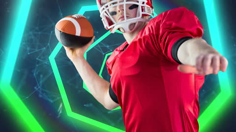 Animated Rugby Player Ready to Pass Dramatic Digital Scene