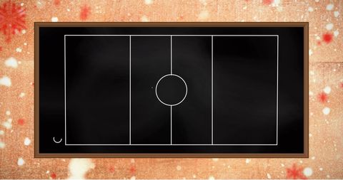 Chalkboard soccer strategy diagram on orange abstract