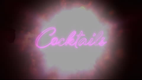 Glowing Neon 'Cocktails' Sign on Smoky Background