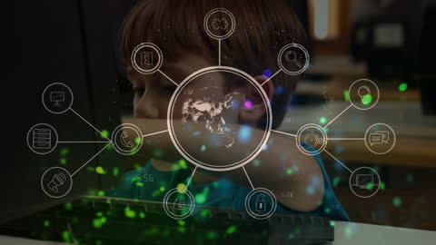 Child Exploring Global Connectivity and Technology