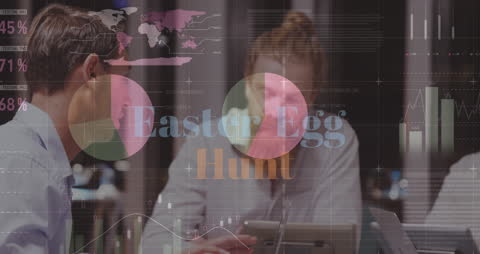 Animated Data Overlay on Business Collaboration Meeting