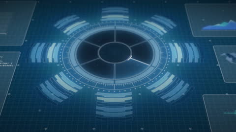 Futuristic Data Scanning Interface with Blue Digital Display