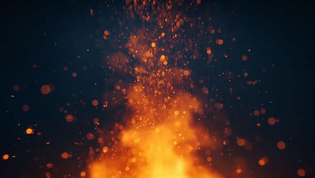 Dynamic Sparks of Bonfire Against Midnight Sky