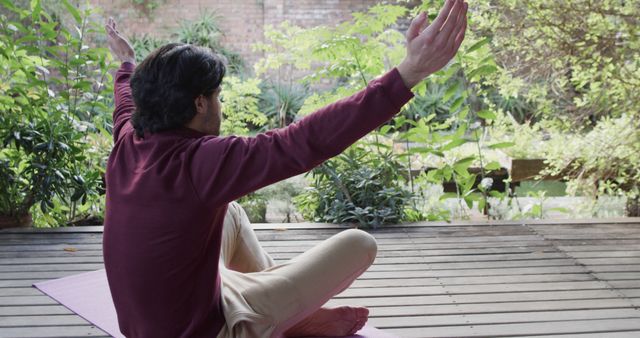 Man Practicing Yoga Outside Among Greenery - Download Free Stock Images Pikwizard.com