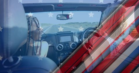 American Summer Road Trip with Diverse Friends Enjoying Scenic Beach Journey