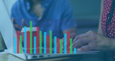 colleagues analyzing data with graph overlay in office setting - Download Free Stock Images Pikwizard.com