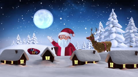 Santa Claus Waving in Winter Wonderland Animation