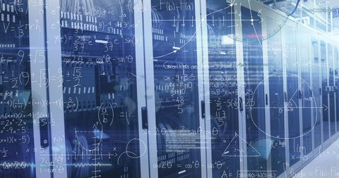 Mathematical Equations Overlay on Computer Servers - Download Free Stock Images Pikwizard.com