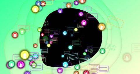 Colorful Social Media Icons with Abstract Digital Background