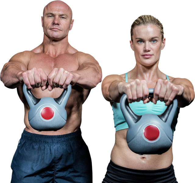 Fitness Enthusiasts Lifting Kettlebells on Transparent Background - Download Free Stock Videos Pikwizard.com