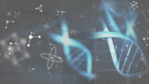 Digital DNA Strands and Molecular Graphics Artistic Background