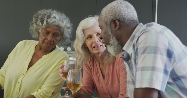 Diverse Senior Friends Enjoying Wine Together Indoors - Download Free Stock Images Pikwizard.com