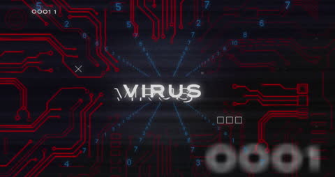 Analog Distortion on Virus Text with Circuit Animation Background