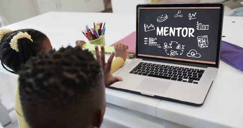 Children Engaging in Online Mentorship Session - Download Free Stock Images Pikwizard.com
