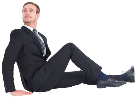 Confident Businessman Sitting on Transparent Background