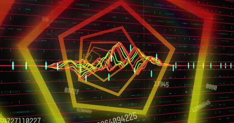 Hexagonal Neon Tunnel with Dynamic Data and Numbers - Download Free Stock Images Pikwizard.com